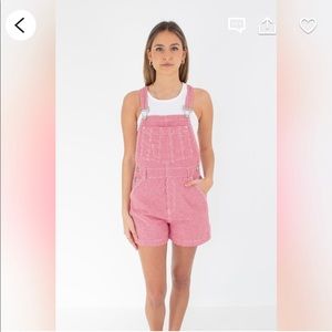 Brand New 90s Gingham Short Overalls